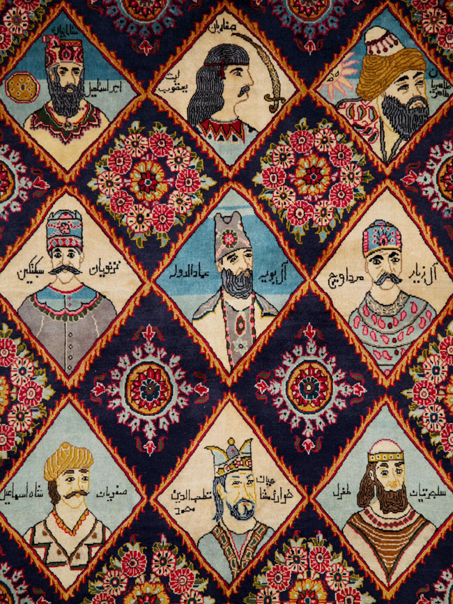 Vintage Persian Kerman Pictorial Accent Rug, No.27903 - Staging