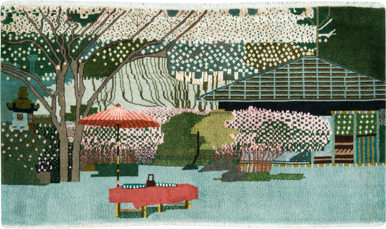 Vintage Persian Tabriz Pictorial Throw Rug, No.27914 - Staging