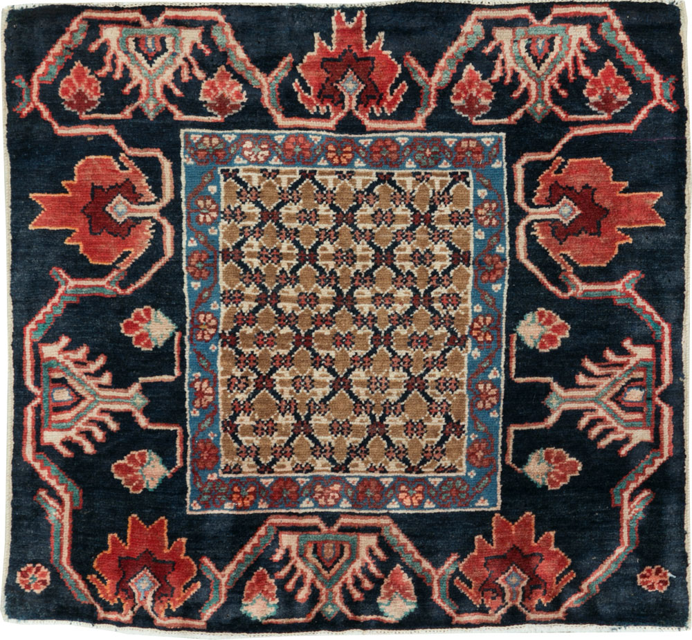 Vintage Persian Serab Square Throw Rug, No.27928 - Staging