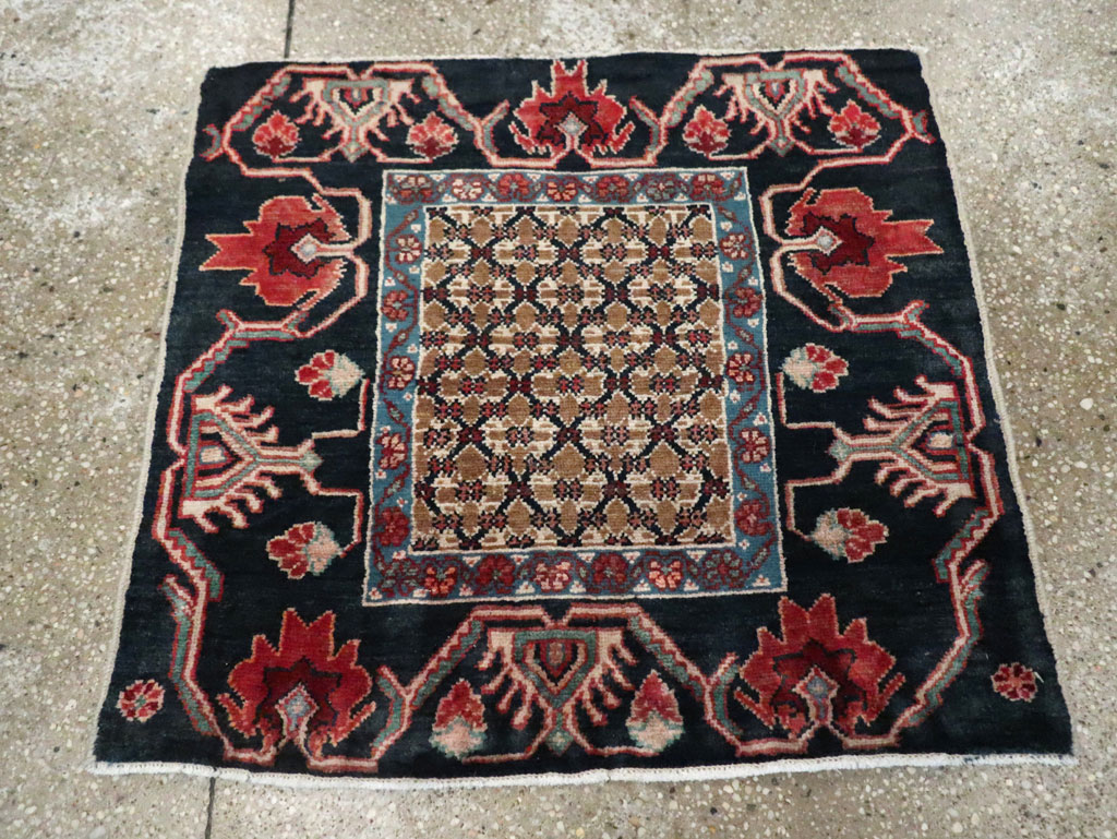 Vintage Persian Serab Square Throw Rug, No.27928 - Staging