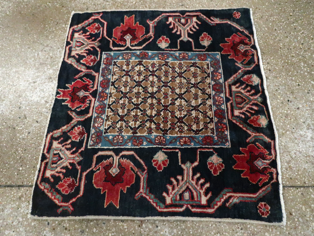 Vintage Persian Serab Square Throw Rug, No.27928 - Staging