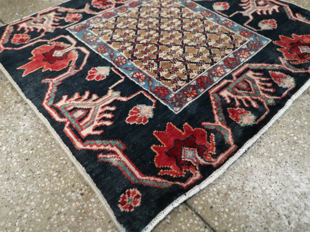 Vintage Persian Serab Square Throw Rug, No.27928 - Staging