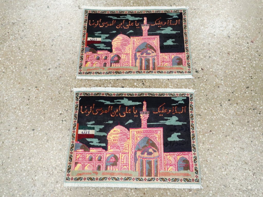 Vintage Persian Tabriz Pictorial Rug (Pair: 2 of 2), No.27931 - Staging