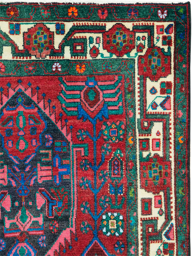 Vintage Persian Hamadan Accent Rug, No.27937 - Staging