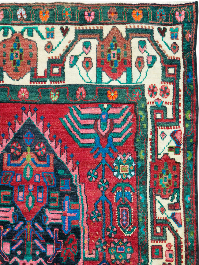 Vintage Persian Hamadan Accent Rug, No.27937 - Staging