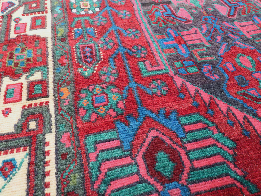 Vintage Persian Hamadan Accent Rug, No.27937 - Staging