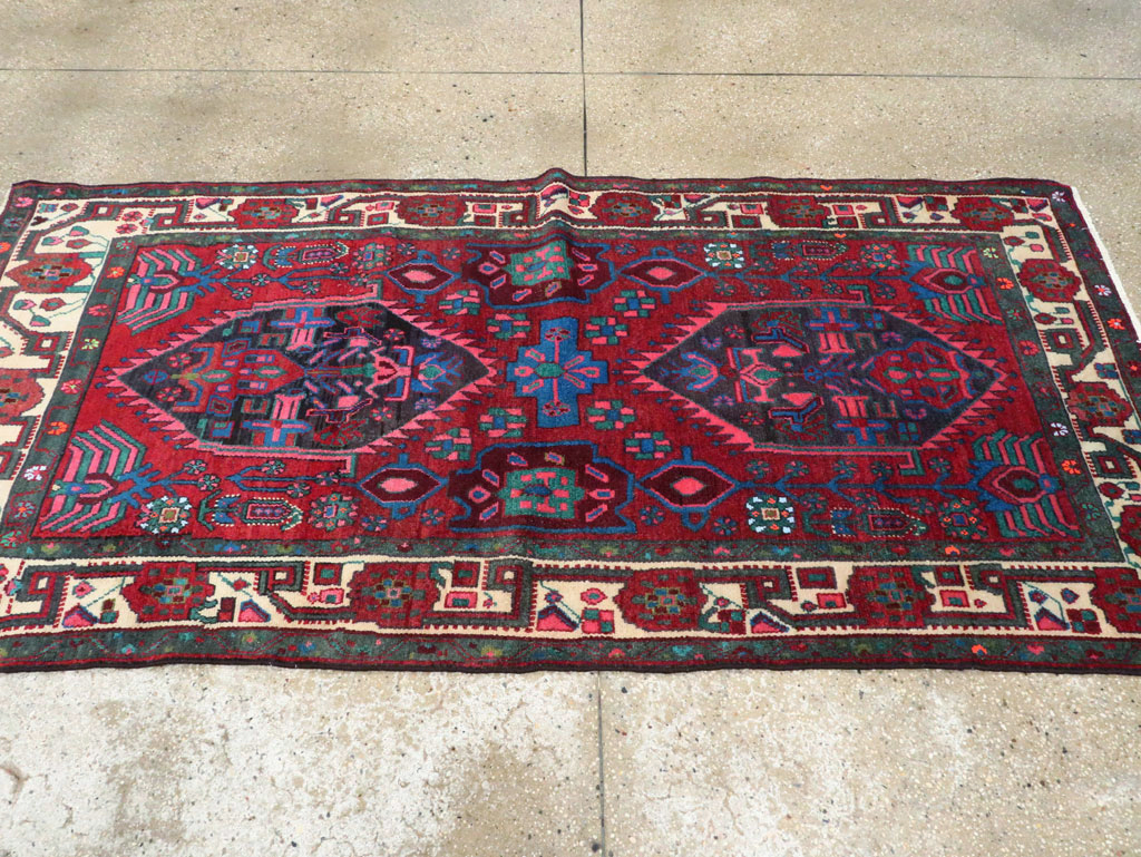 Vintage Persian Hamadan Accent Rug, No.27937 - Staging
