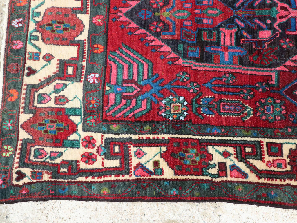 Vintage Persian Hamadan Accent Rug, No.27937 - Staging