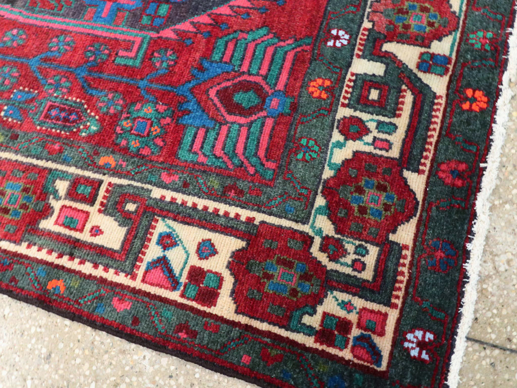 Vintage Persian Hamadan Accent Rug, No.27937 - Staging