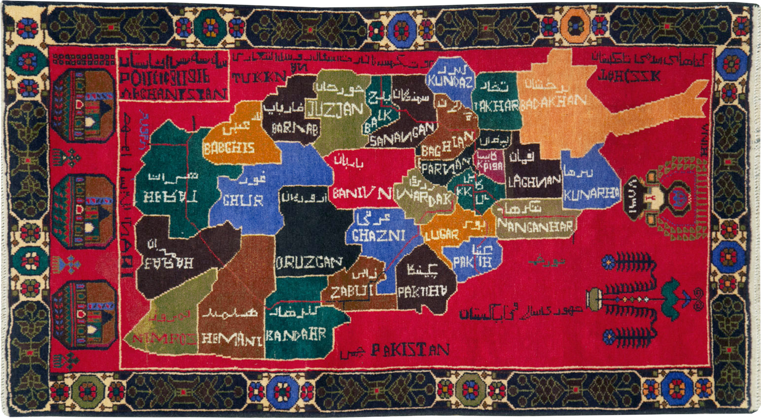 Vintage Scandinavian Map Rug, No.27945 - Staging