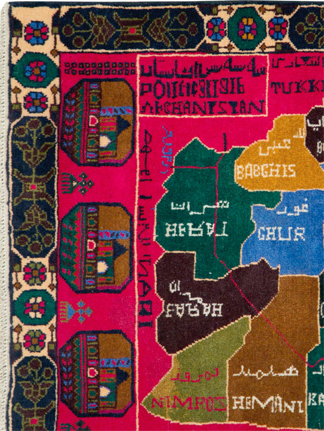 Vintage Scandinavian Map Rug, No.27945 - Staging