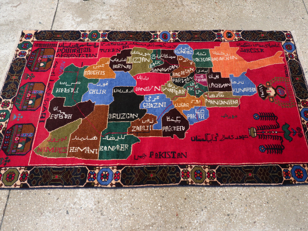 Vintage Scandinavian Map Rug, No.27945 - Staging