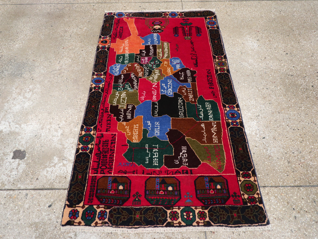 Vintage Scandinavian Map Rug, No.27945 - Staging