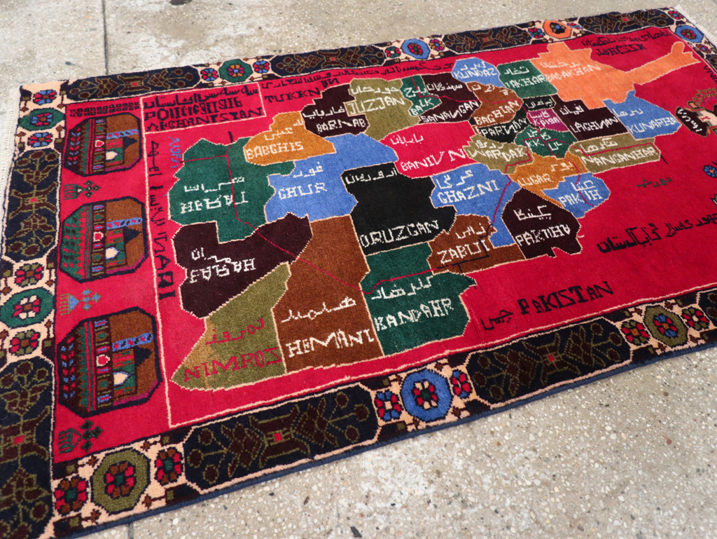 Vintage Scandinavian Map Rug, No.27945 - Staging