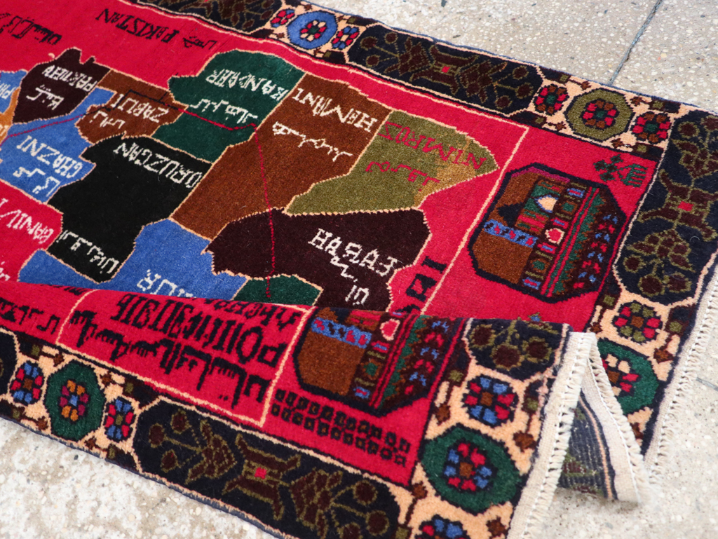 Vintage Scandinavian Map Rug, No.27945 - Staging