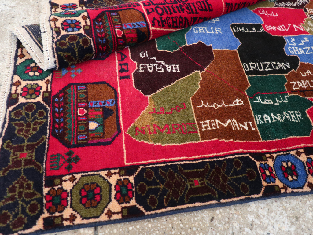 Vintage Scandinavian Map Rug, No.27945 - Staging