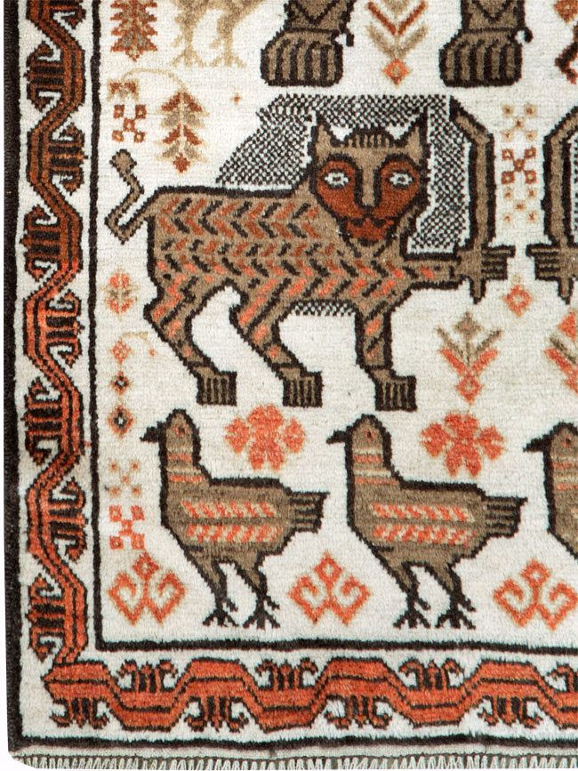 Vintage Persian Pictorial Gabbeh Throw Rug, No.27985 - Staging