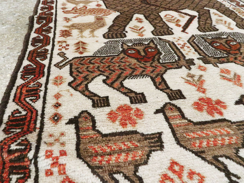 Vintage Persian Pictorial Gabbeh Throw Rug, No.27985 - Staging