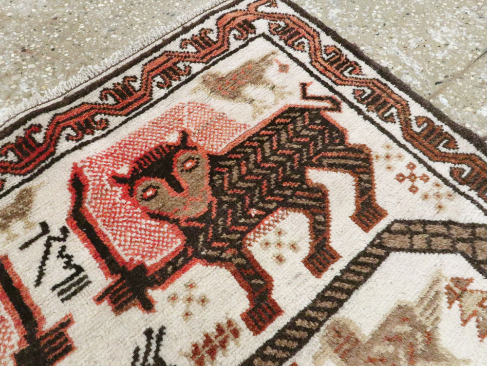 Vintage Persian Pictorial Gabbeh Throw Rug, No.27985 - Staging