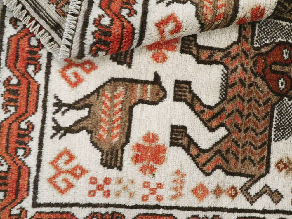 Vintage Persian Pictorial Gabbeh Throw Rug, No.27985 - Staging