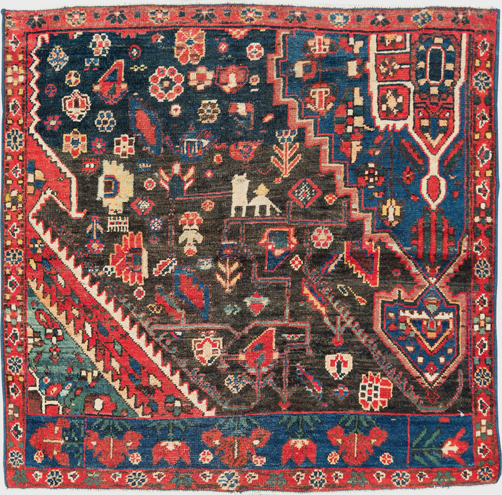 Vintage Persian Afshar Wagireh Rug, No.27997 - Staging
