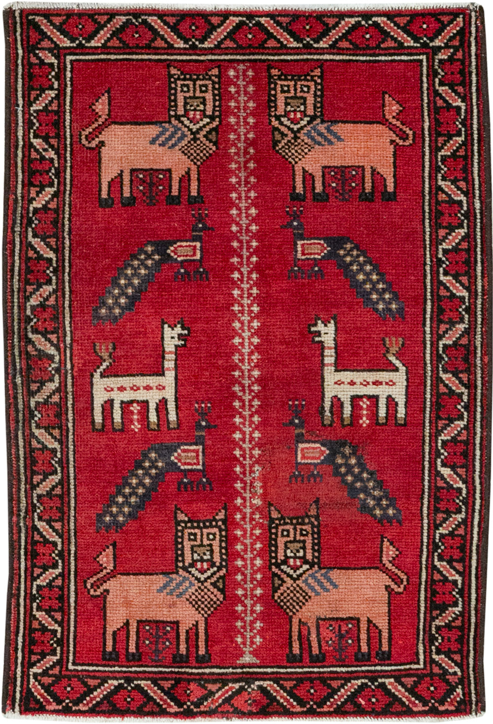 Vintage Persian Baluch Pictorial Rug, No.28001 - Staging
