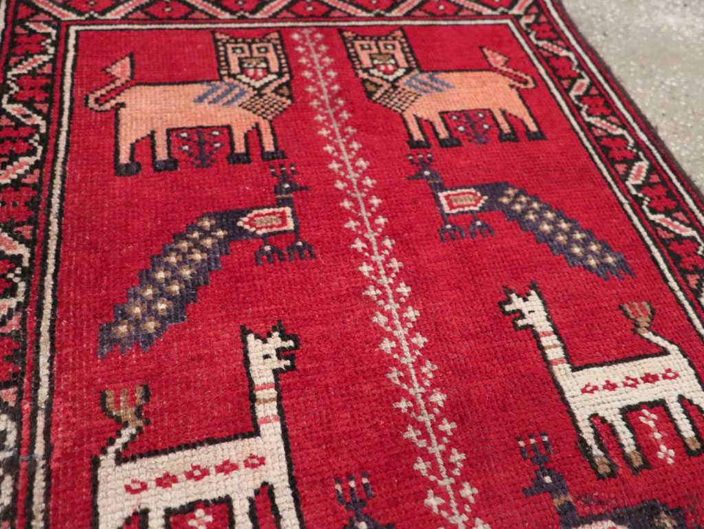 Vintage Persian Baluch Pictorial Rug, No.28001 - Staging