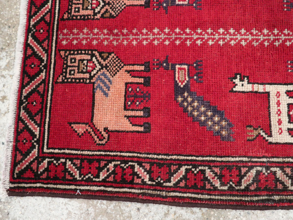Vintage Persian Baluch Pictorial Rug, No.28001 - Staging