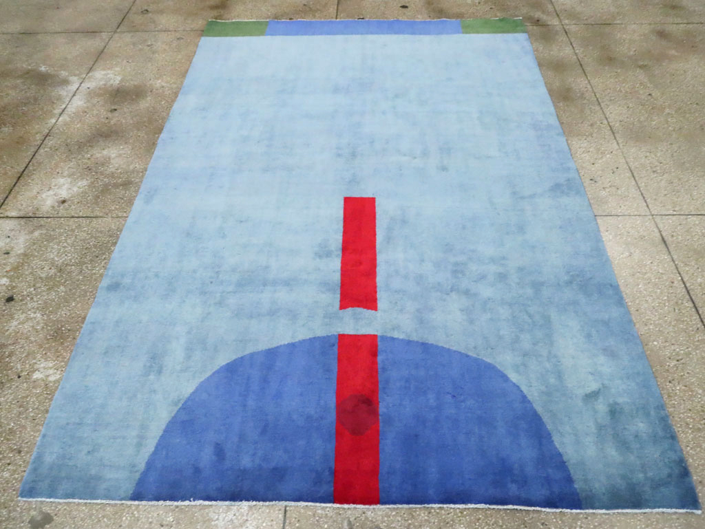 Vintage Persian Art Deco Inspired Mahal Accent Carpet, No.28002 - Staging