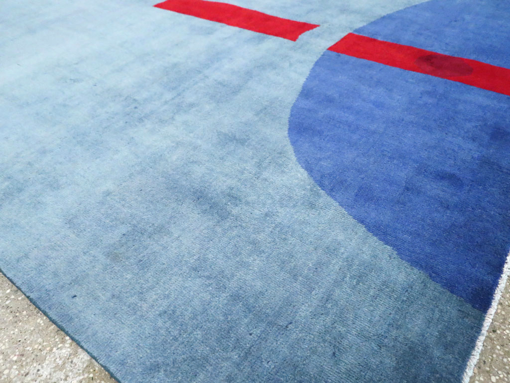 Vintage Persian Art Deco Inspired Mahal Accent Carpet, No.28002 - Staging