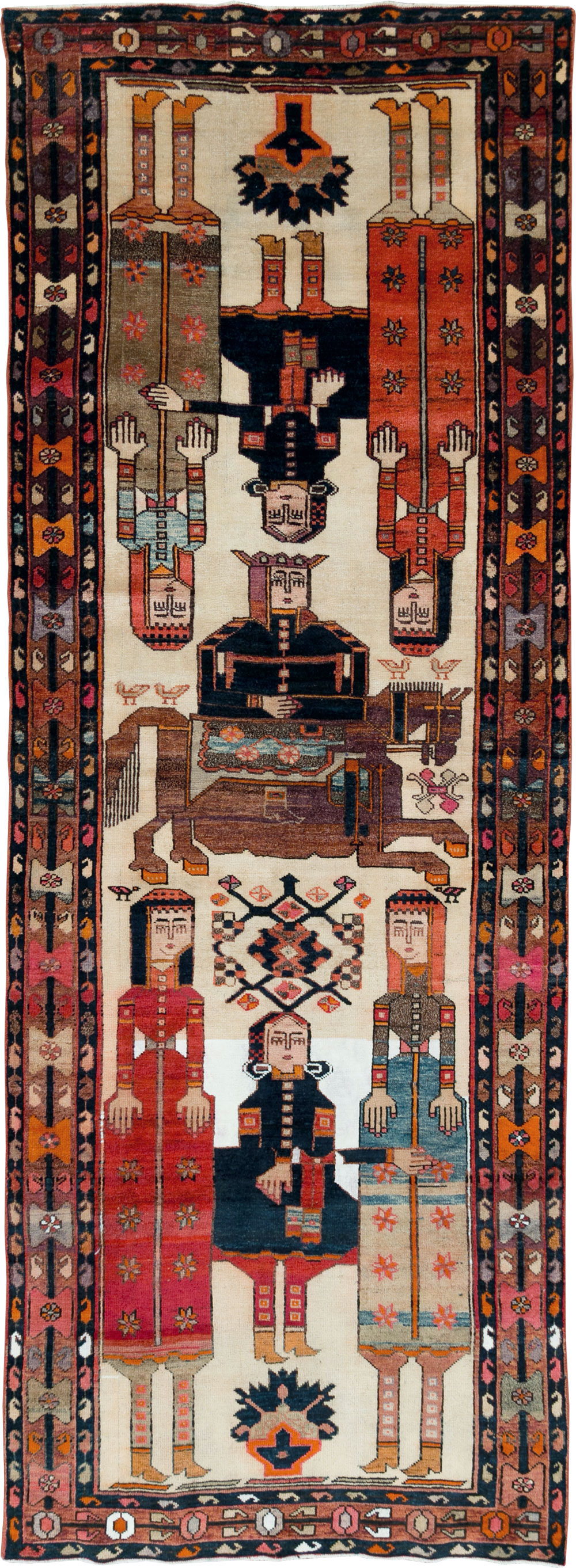 Vintage Persian Pictorial Bakhtiari Gallery Carpet, No.28005 - Staging