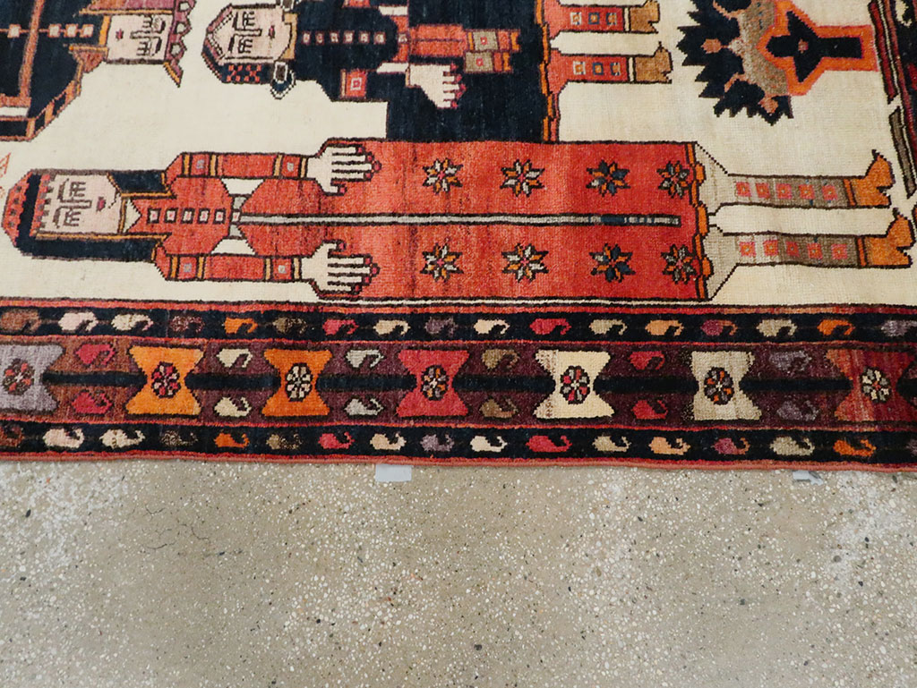 Vintage Persian Pictorial Bakhtiari Gallery Carpet, No.28005 - Staging