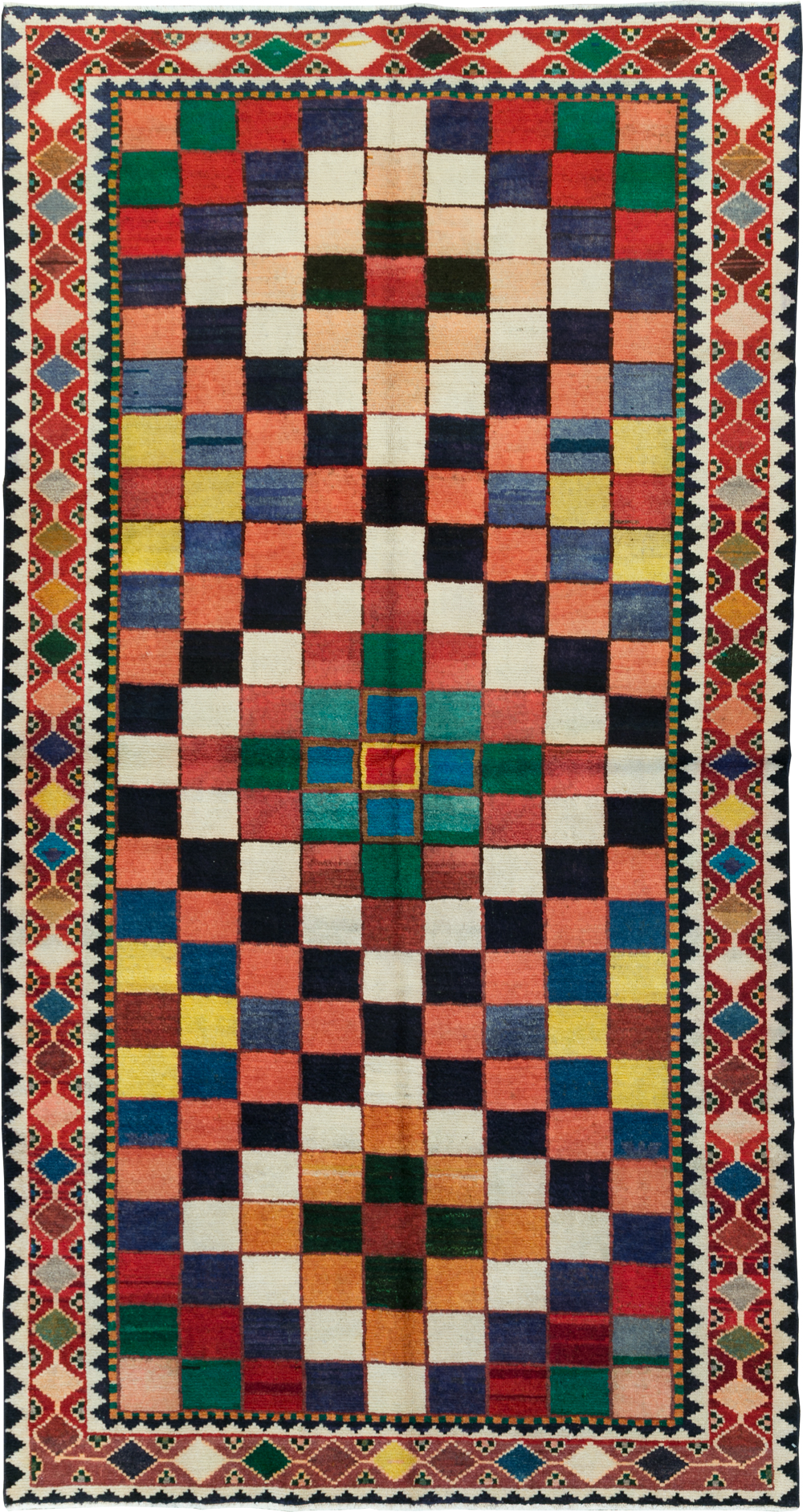 Vintage Persian Gabbeh Accent Rug (Pair: 1 of 2), No.28007 - Staging