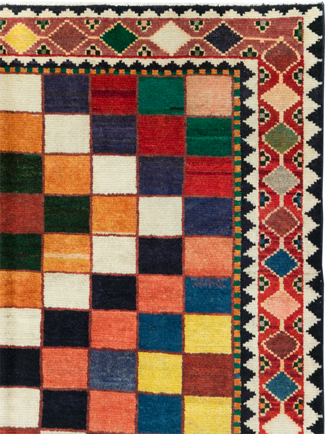 Vintage Persian Gabbeh Accent Rug (Pair: 1 of 2), No.28007 - Staging
