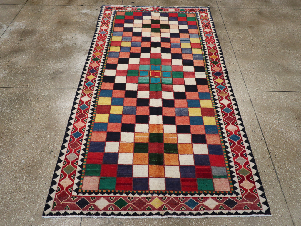 Vintage Persian Gabbeh Accent Rug (Pair: 1 of 2), No.28007 - Staging