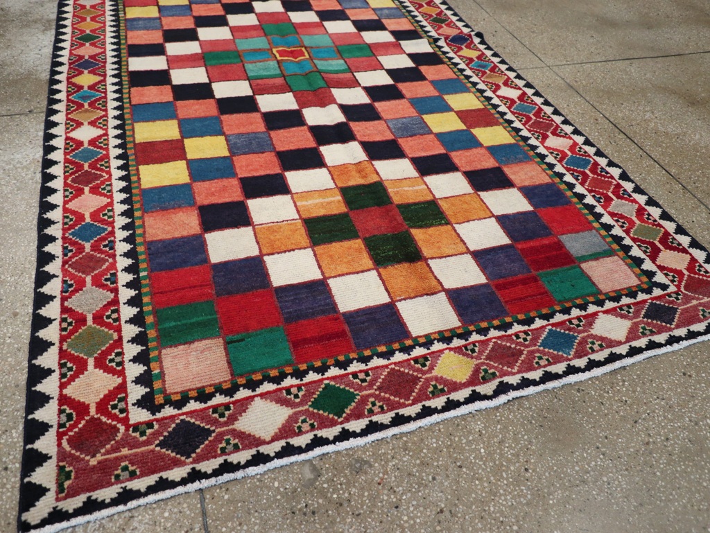 Vintage Persian Gabbeh Accent Rug (Pair: 1 of 2), No.28007 - Staging