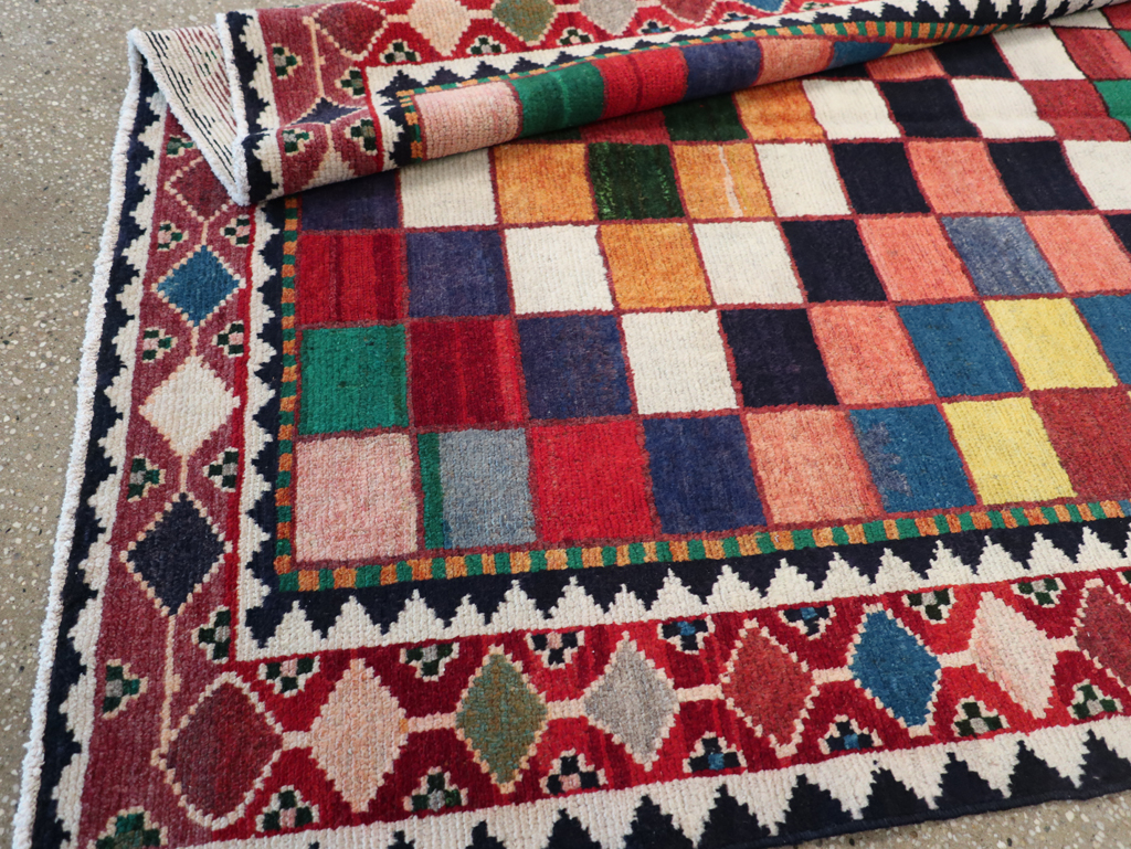 Vintage Persian Gabbeh Accent Rug (Pair: 1 of 2), No.28007 - Staging