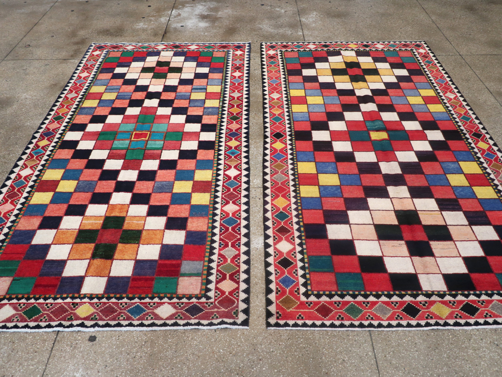 Vintage Persian Gabbeh Accent Rug (Pair: 1 of 2), No.28007 - Staging
