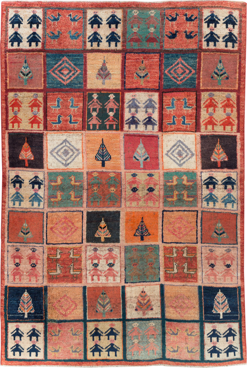 Vintage Persian Gabbeh Rug, No.28010 - Staging