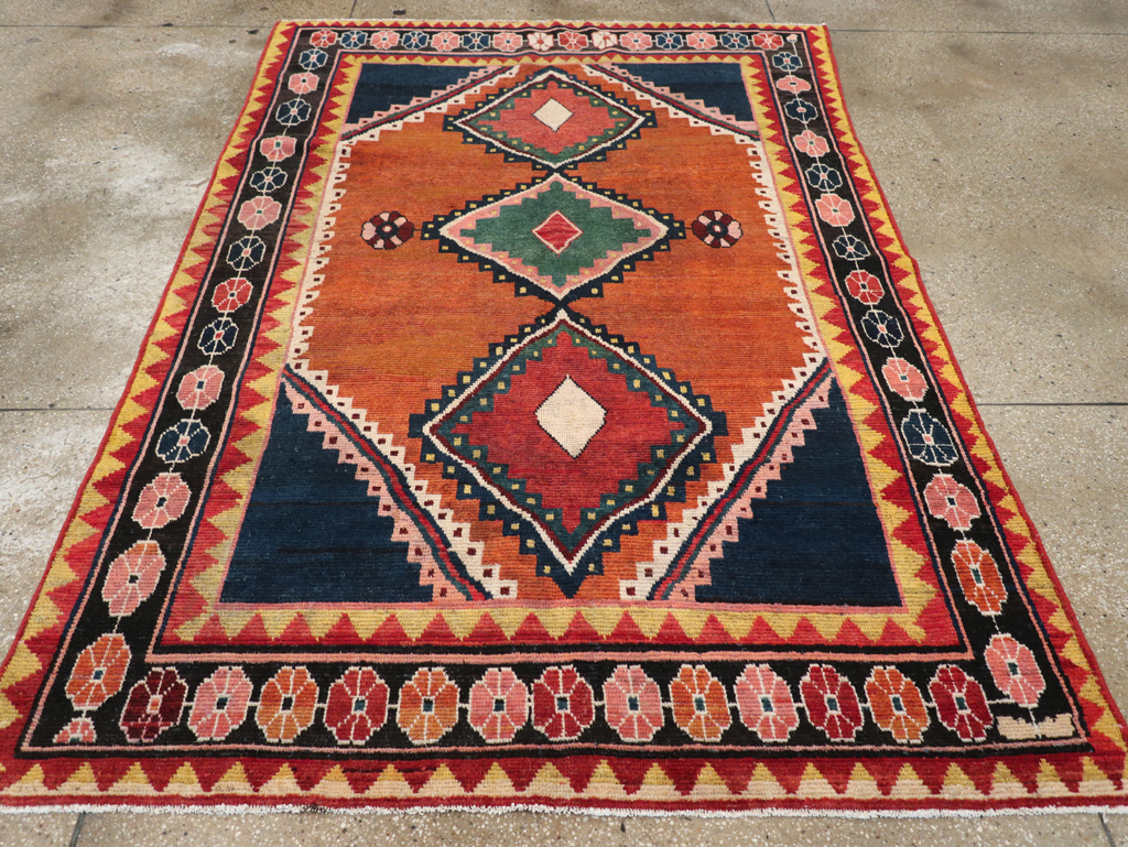 Vintage Persian Gabbeh Accent Rug, No.28012 - Staging