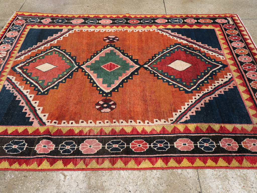 Vintage Persian Gabbeh Accent Rug, No.28012 - Staging
