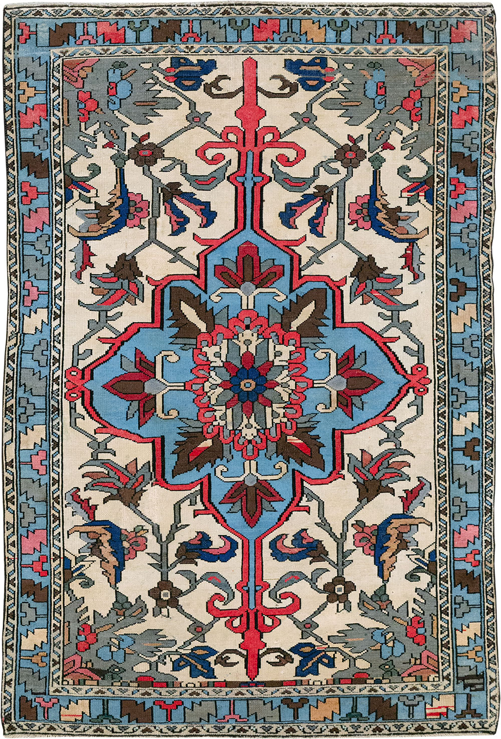 Vintage Persian Hamadan Throw Rug, No.28021 - Staging