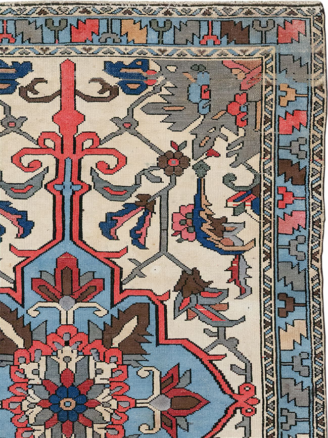 Vintage Persian Hamadan Throw Rug, No.28021 - Staging