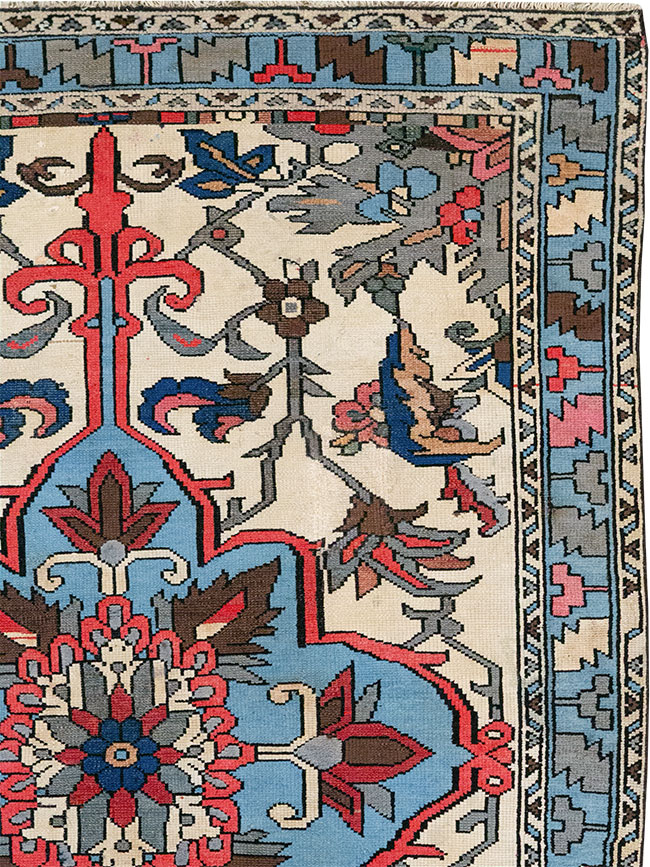 Vintage Persian Hamadan Throw Rug, No.28021 - Staging