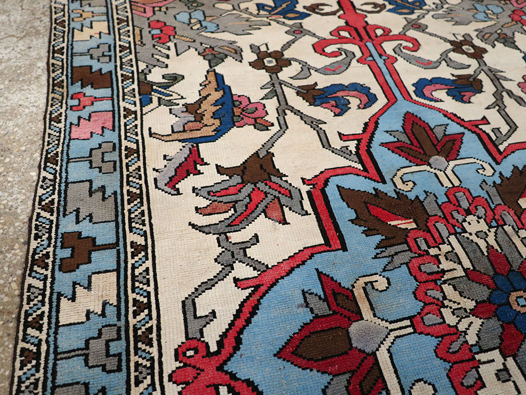 Vintage Persian Hamadan Throw Rug, No.28021 - Staging