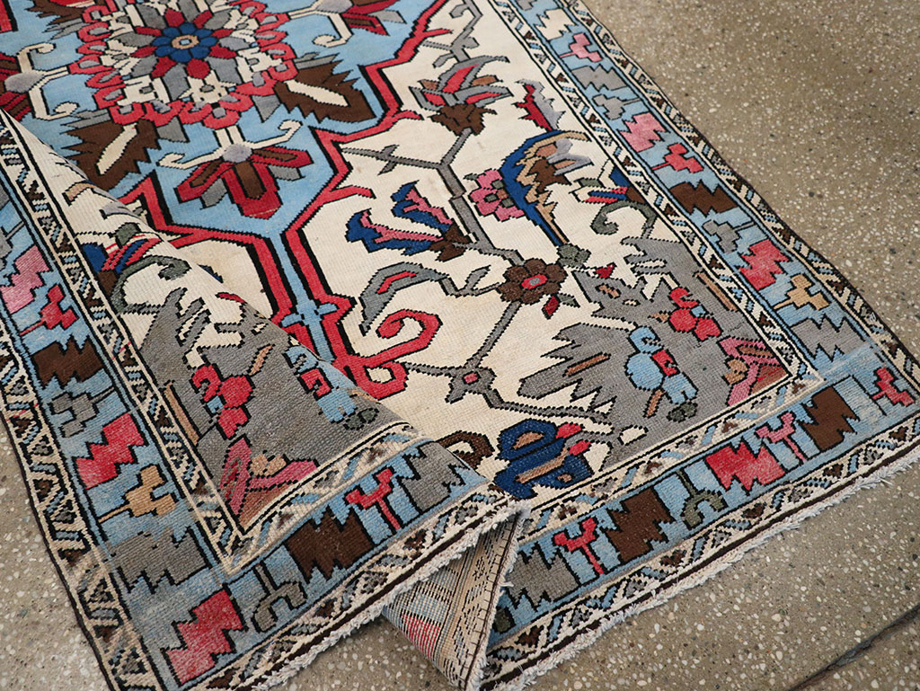 Vintage Persian Hamadan Throw Rug, No.28021 - Staging