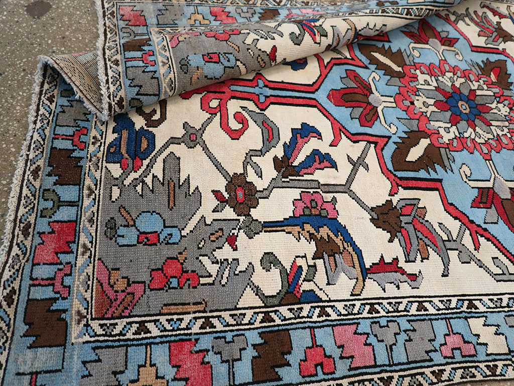 Vintage Persian Hamadan Throw Rug, No.28021 - Staging