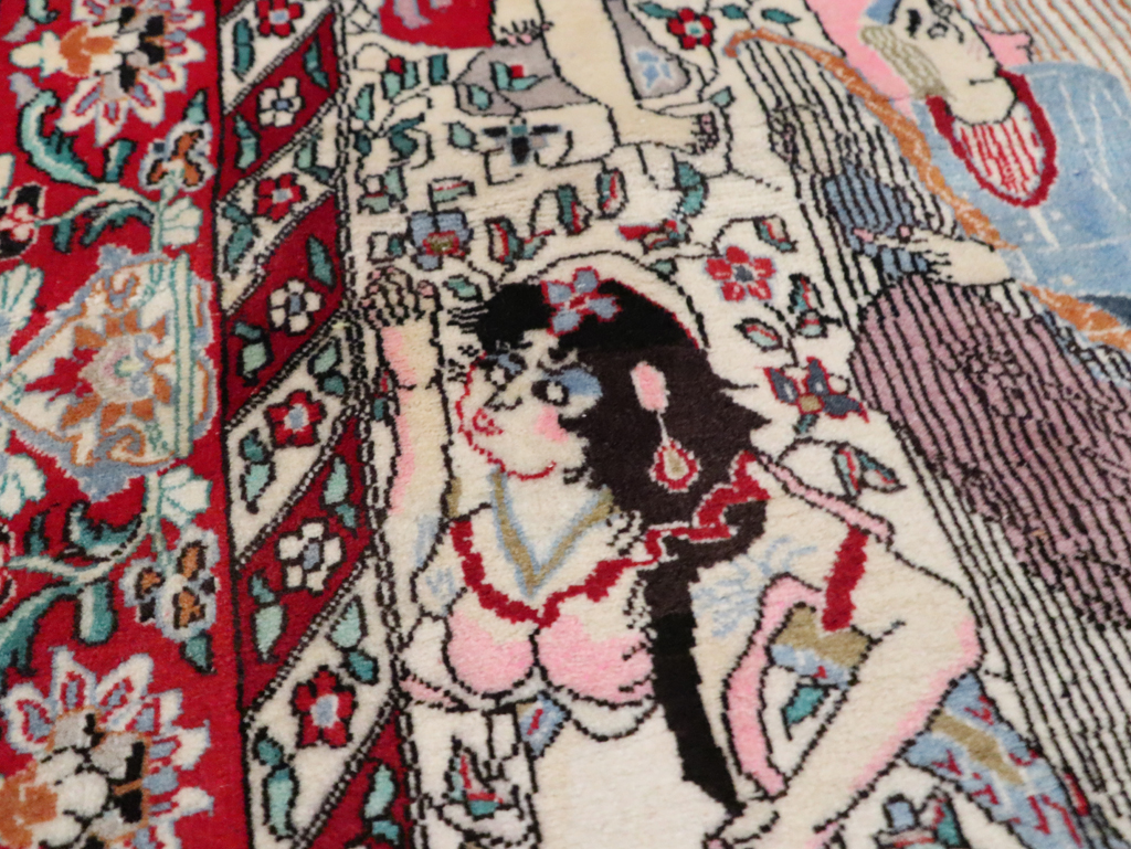 Vintage Pictorial Isfahan Rug, No.28025 - Staging