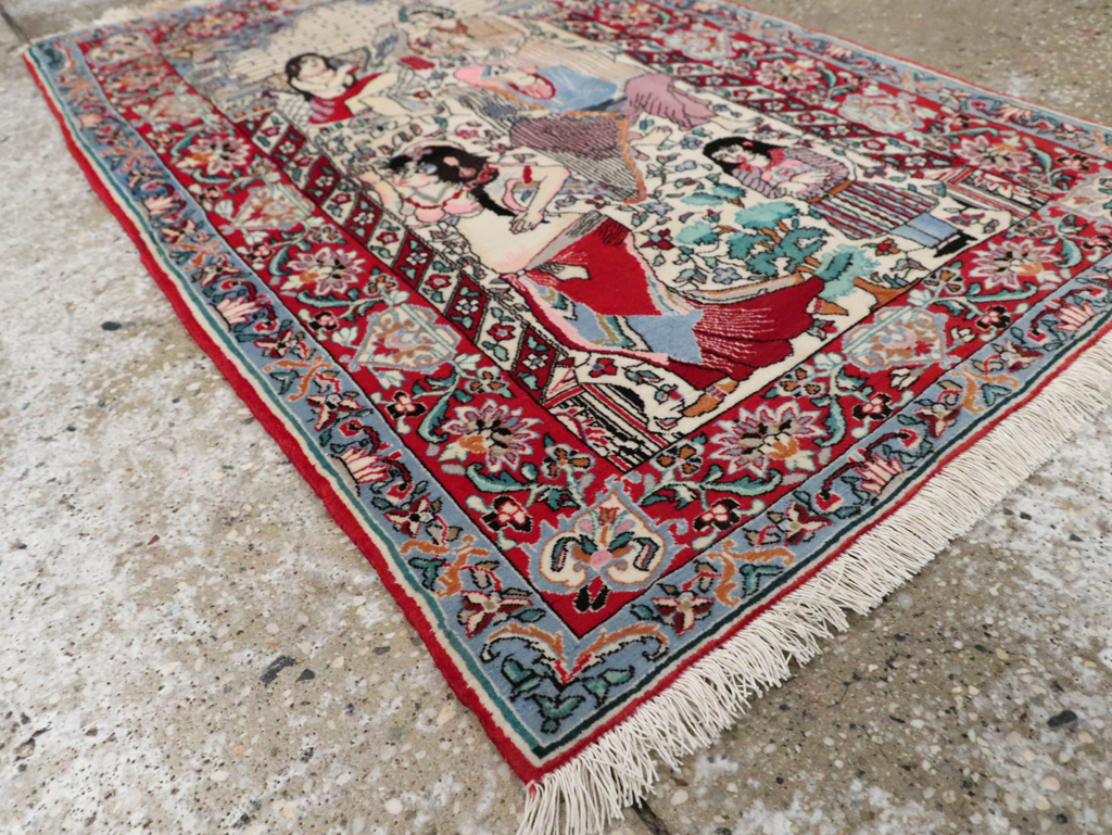 Vintage Pictorial Isfahan Rug, No.28025 - Staging