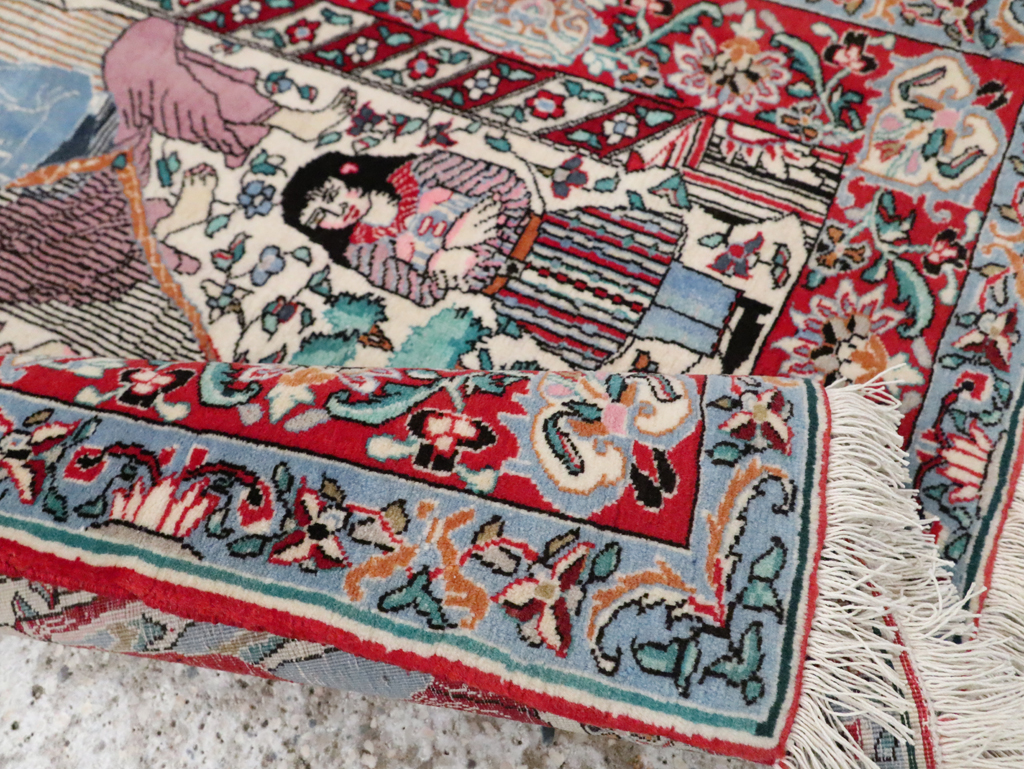 Vintage Pictorial Isfahan Rug, No.28025 - Staging